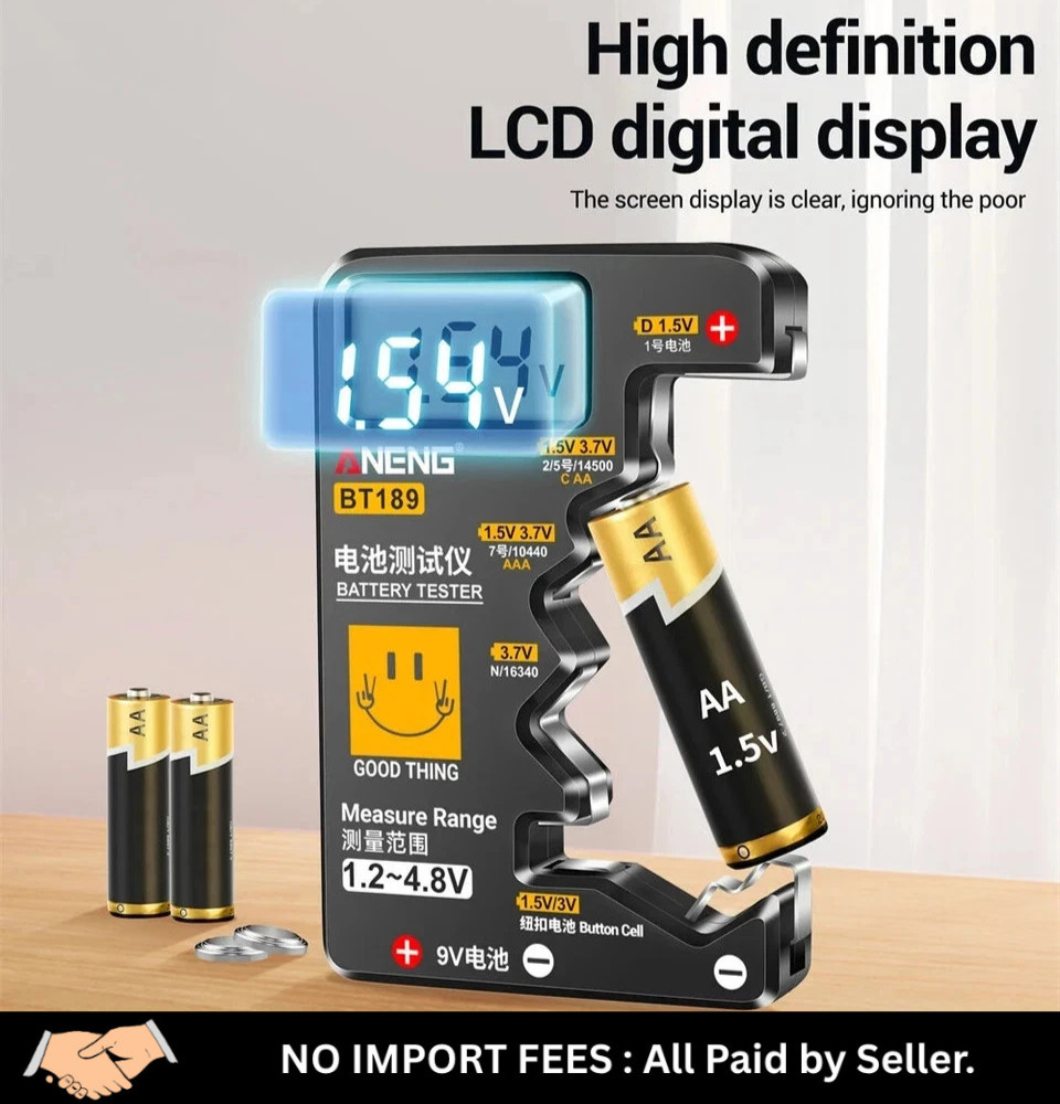 Battery Tester Checker Universal For AA AAA C D 9V 1.5V Button Cell Batteries US