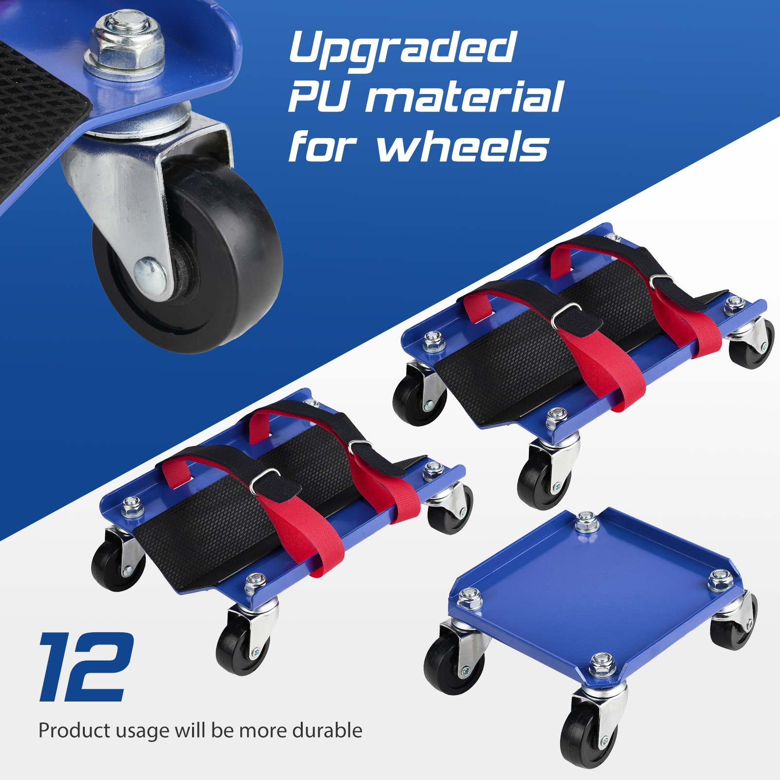 3PCS Snowmobile Dolly System Set 1500 Lbs +12 Wheels Blue