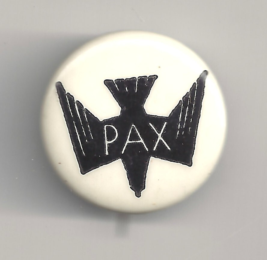 1960's-'70's DOVE PAX Peace Pin B&W Version 1"