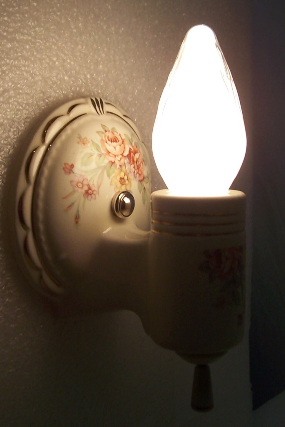 Antique Porcelain Sconce Pair Vtg Wall Light Fixture Floral Art Rewired USA #F1