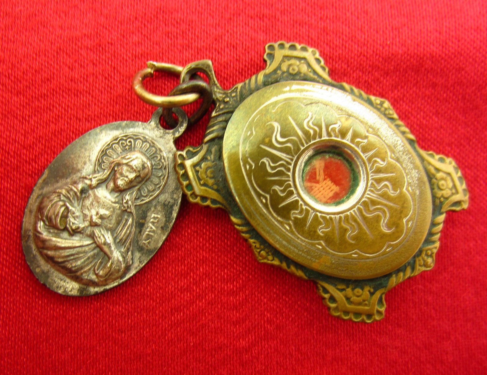 Vintage Saint Francis Cabrini Relic Medal Large Catholic Pendant