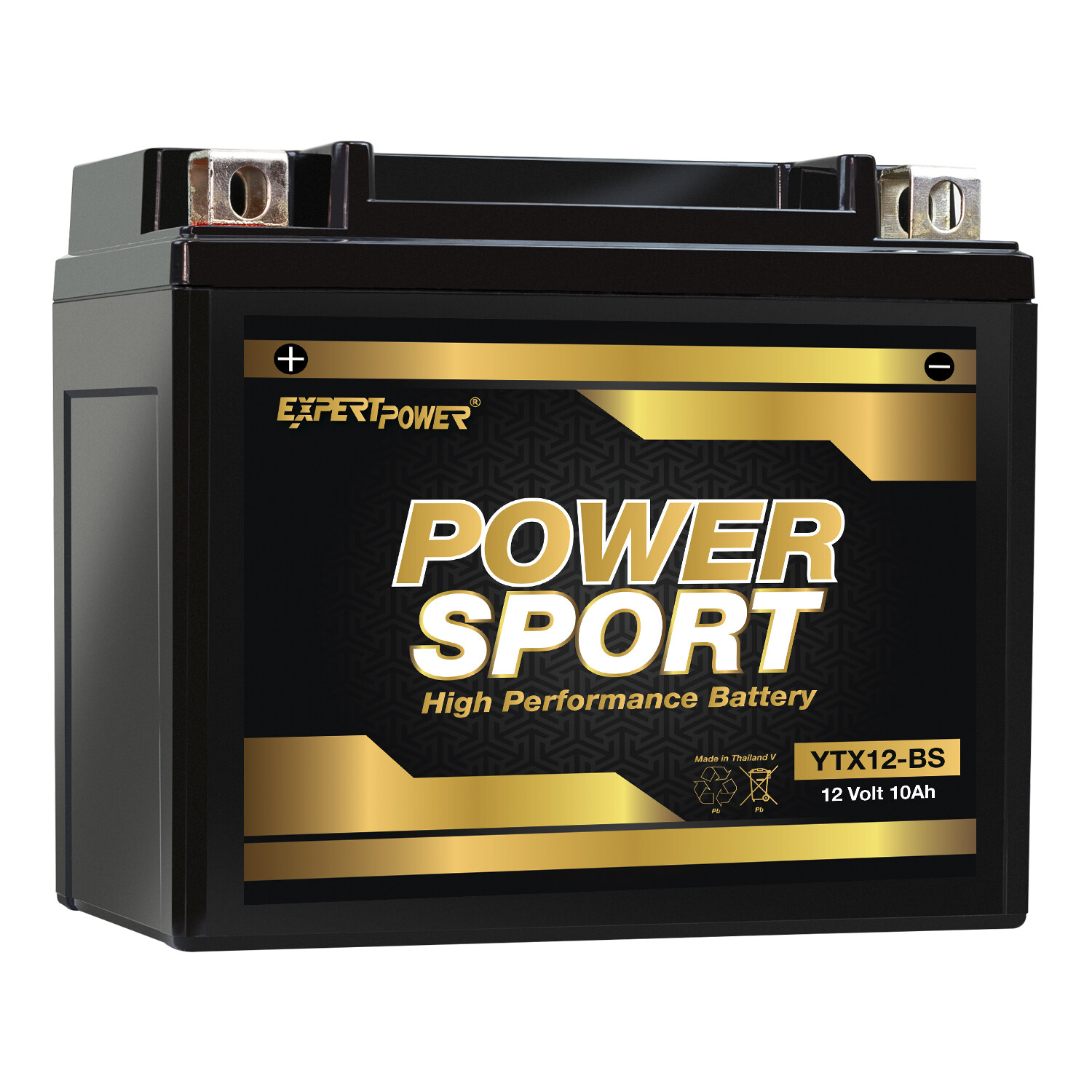YTX12-BS 12V 12Ah Rechargeable Powersport Battery, 210 Cold Cranking Amps