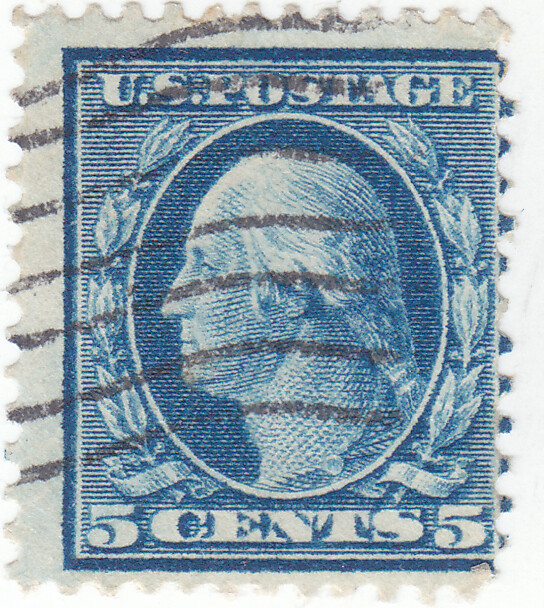 Scott #335 - 5c Blue - Washington - Used