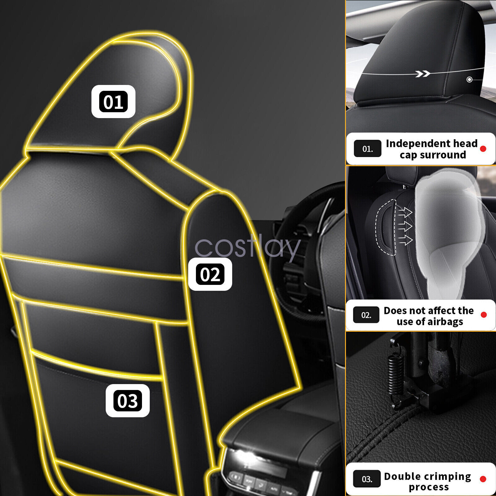 For 2020-2023 Toyota Highlander Full Set Protector Leather seat covers 8 Seat