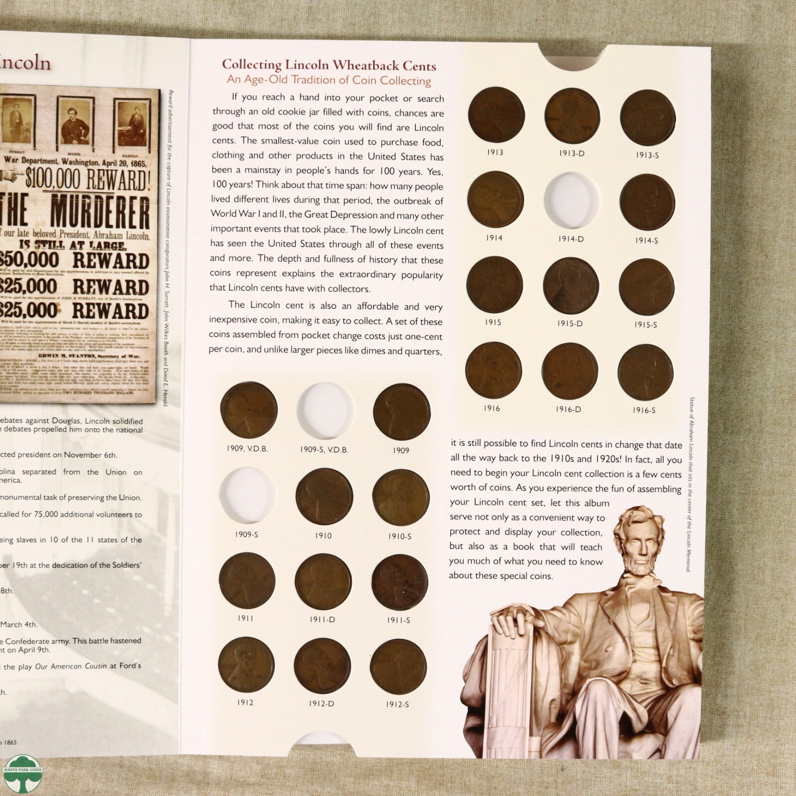 1909-1958 Lincoln Wheat Cent Coin album filled VF/UNC Excluding Five Coins