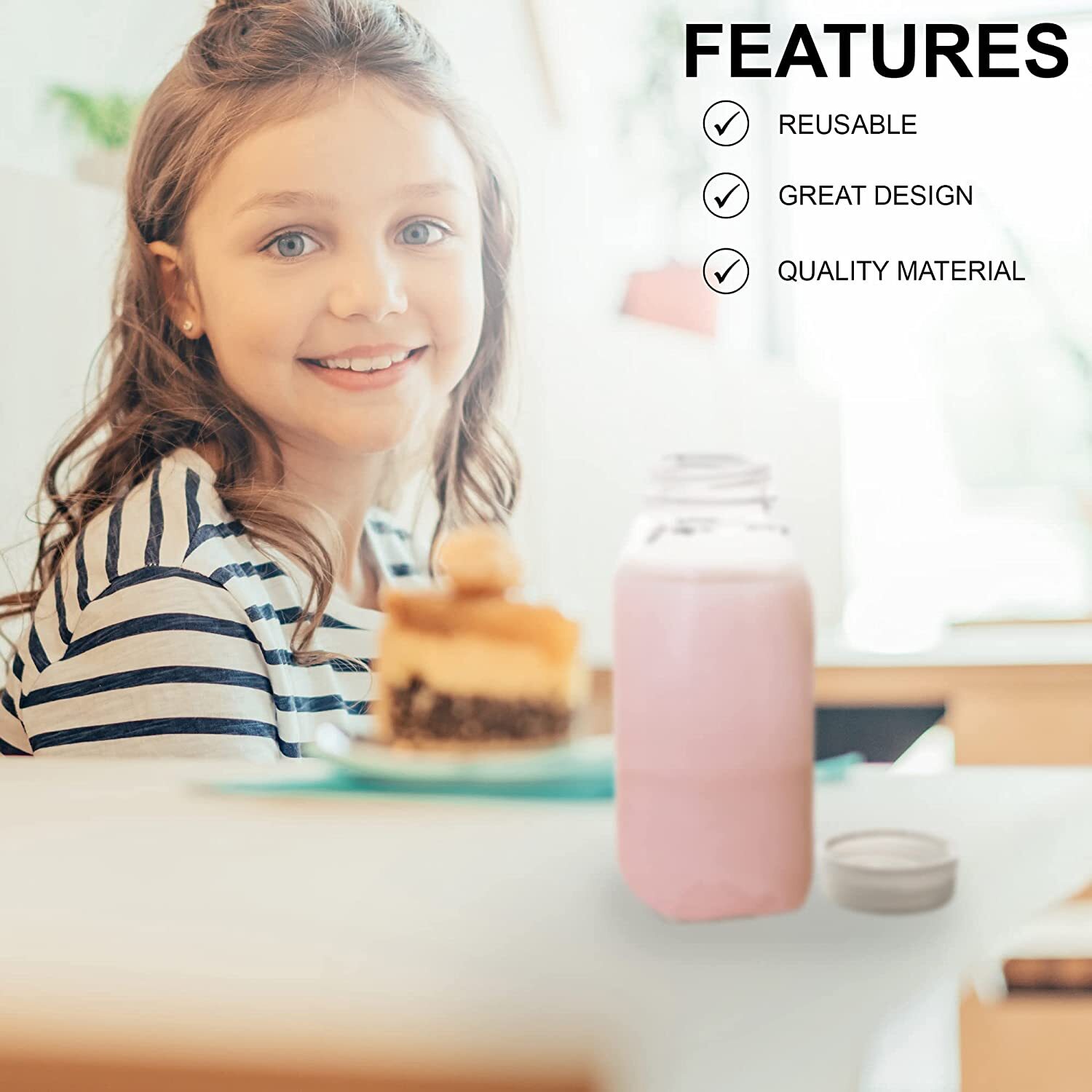 MT Products Plastic Juice Bottles with Caps 8 oz - Set of 12 Bottles and 12 Caps