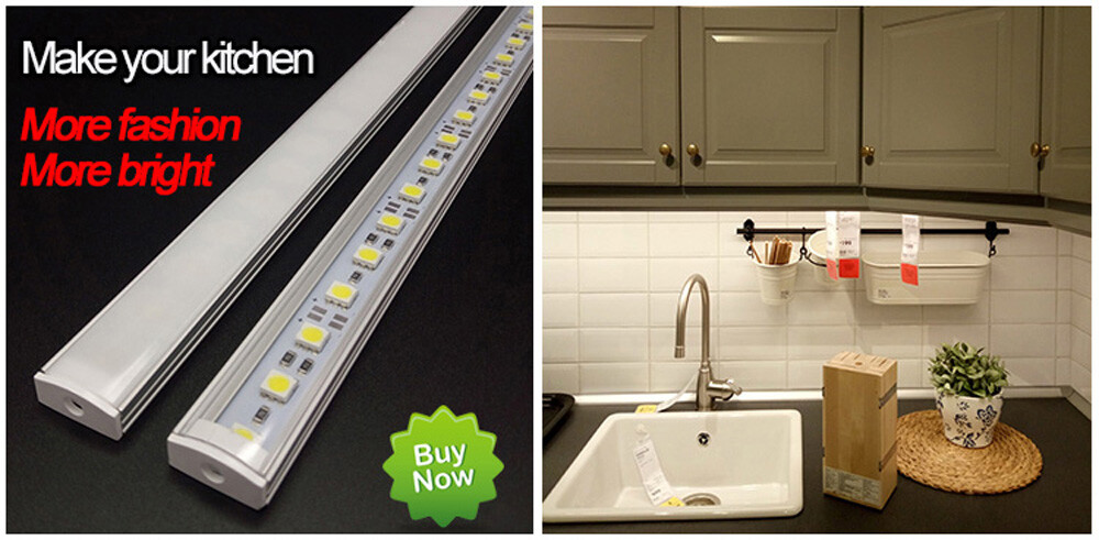 2X 12VDC 6W LED 5630 Aluminum Strip Warm White Under Cabinet Light Fixture 20"
