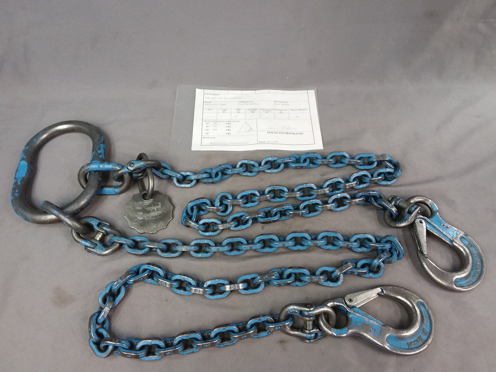 Pewag 9/32" ChainSling Grade 120 5' Reach 9000 LB DOS Cert.