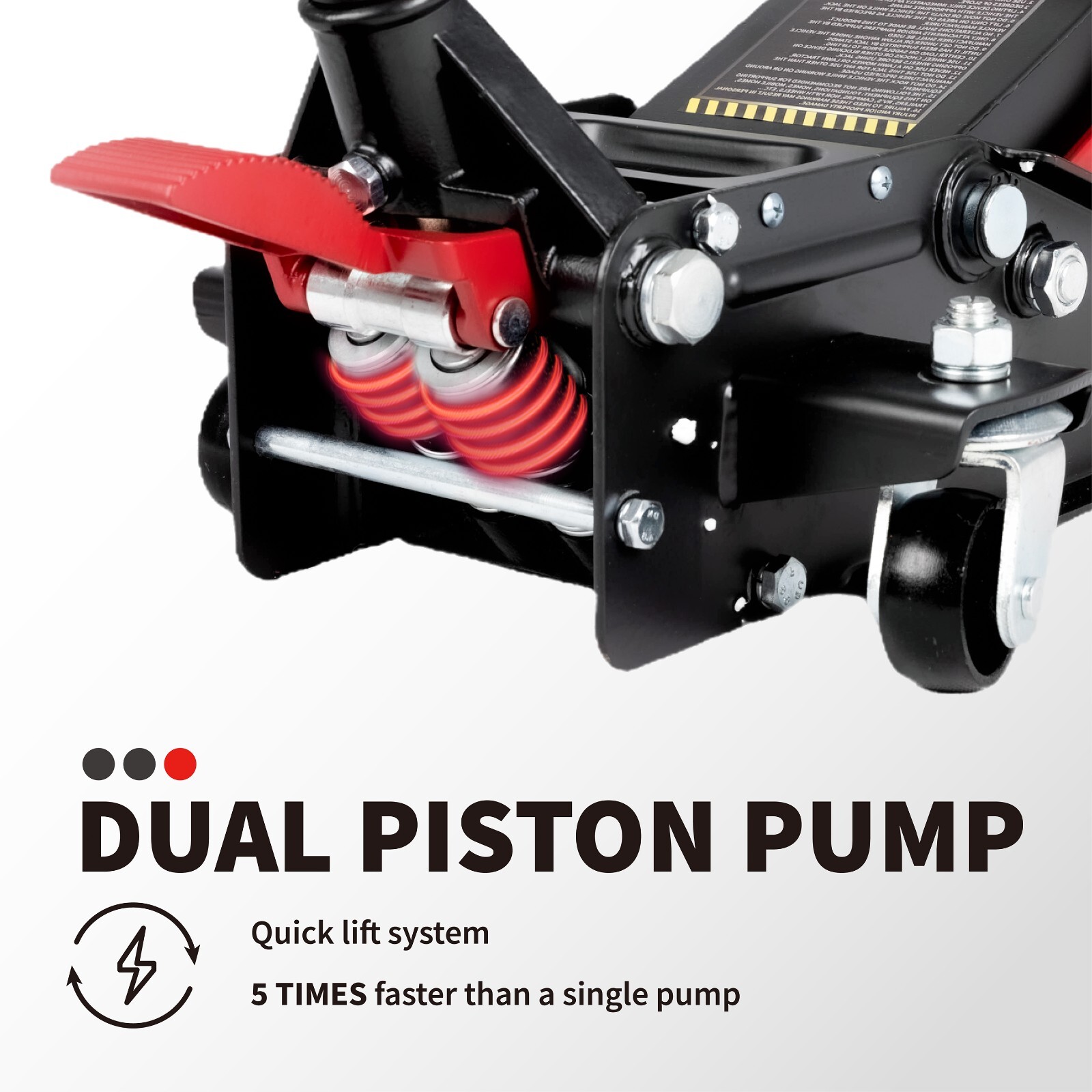 3-Ton Low Profile Hydraulic Floor Jack with Dual-Pump and Foot Pedal, Red