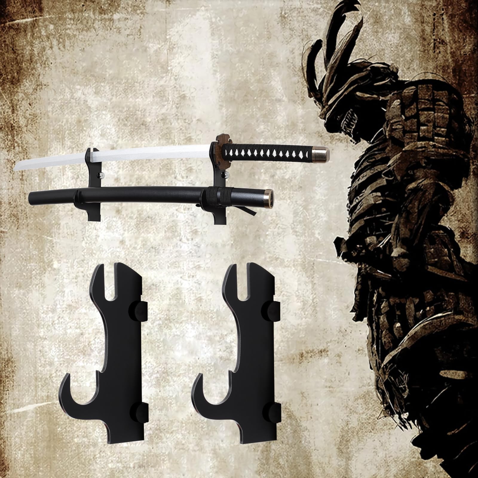 BYTOTU Samurai Sword wall mount-katana stand mount-（black）sword mount display...