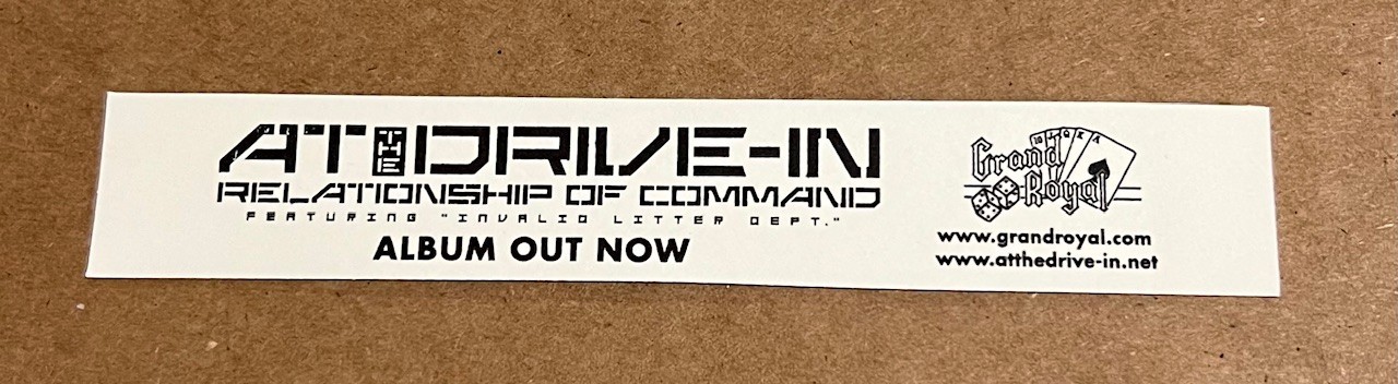 At the Drive-In - Relationship of Command RARE promo sticker (blue)