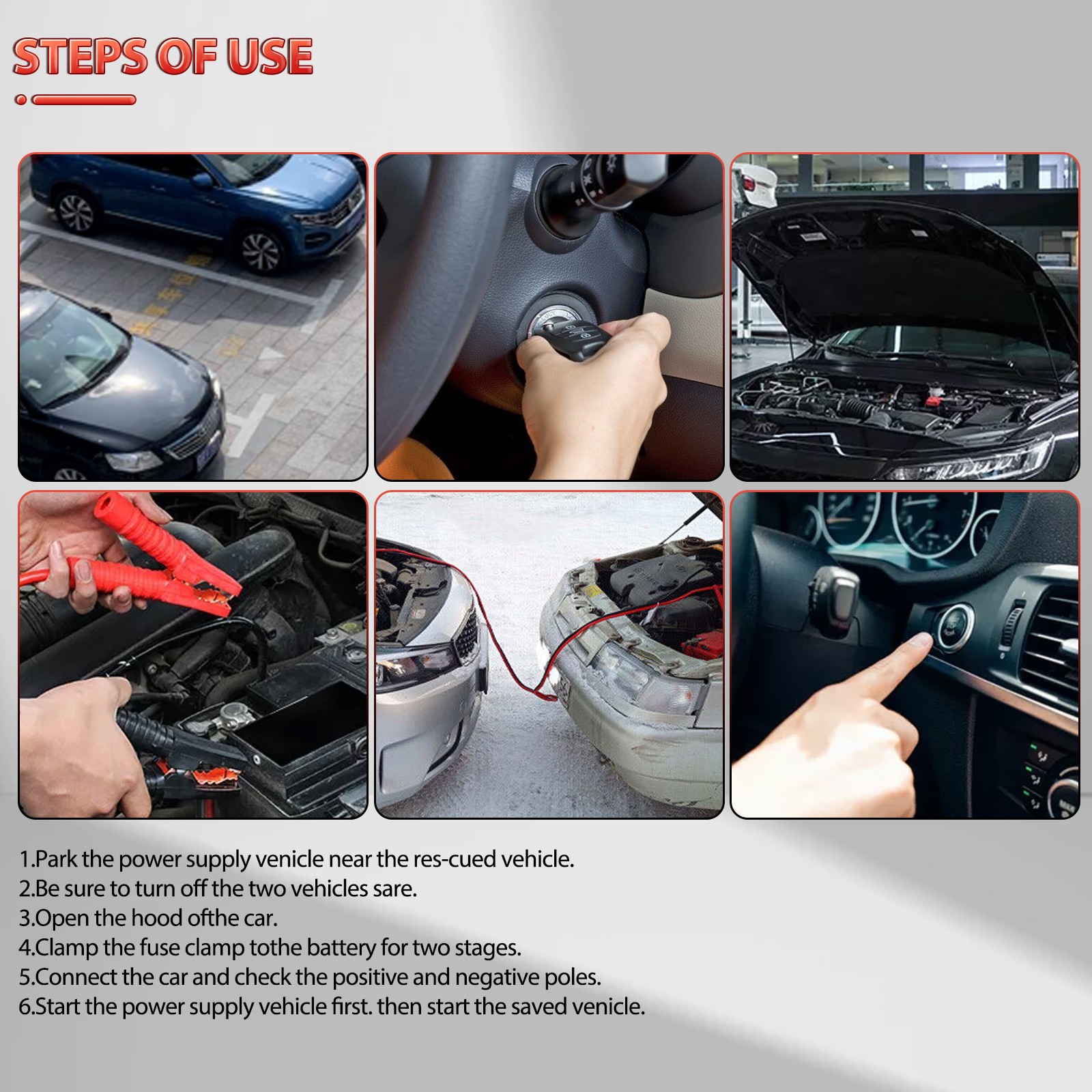 HEAVY DUTY 20FT BATTERY 2 GAUGE BOOSTER CABLE EMERGENCY POWER JUMPER 2000 AMP