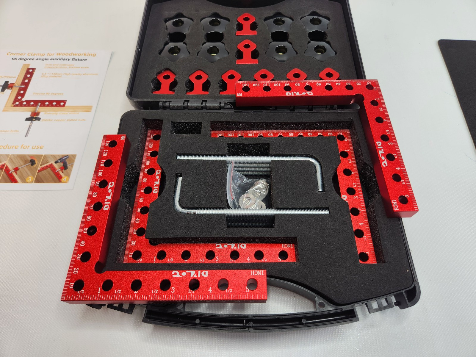 DIYLOG 90 Degree Corner Clamp Kit 4 Pack for Woodworking 90 Degree 5.5" Aluminum