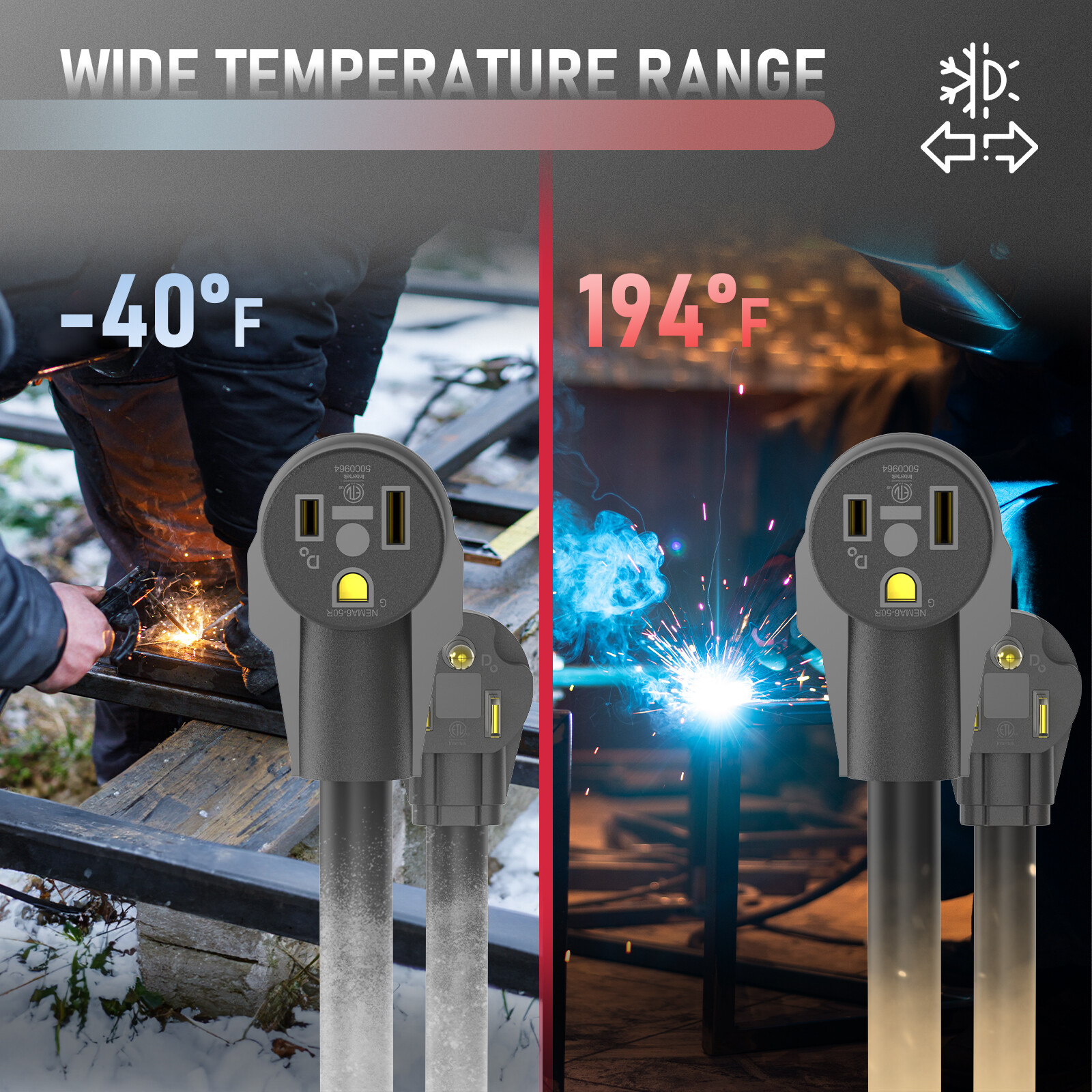 20ft / 40ft 220 Volt 50 Amp, 8/3 Welder Extension Cord for Welding Machine