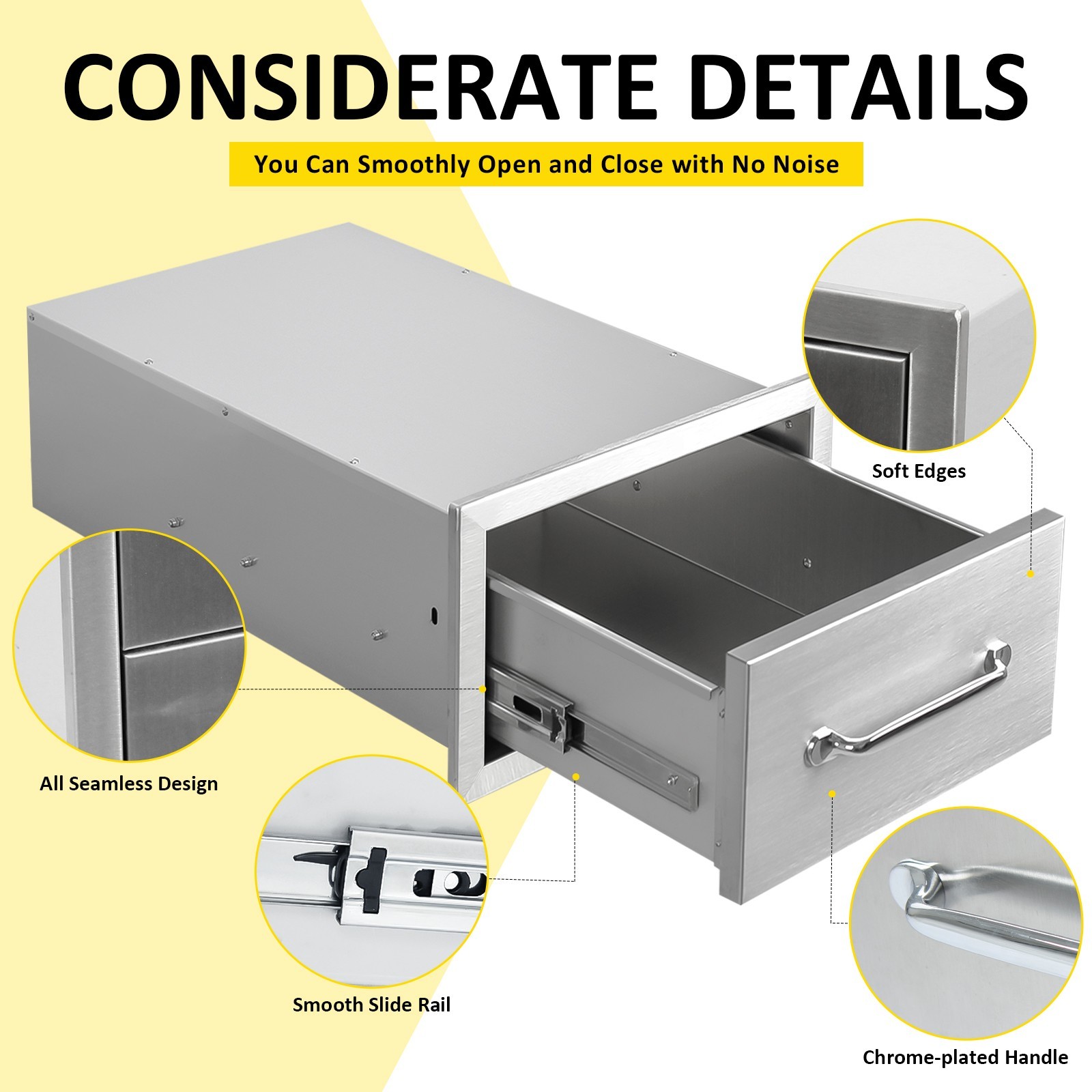 Stainless Outdoor Kitchen Drawers,Flush Mount BBQ Drawers with Handle(Multi-size