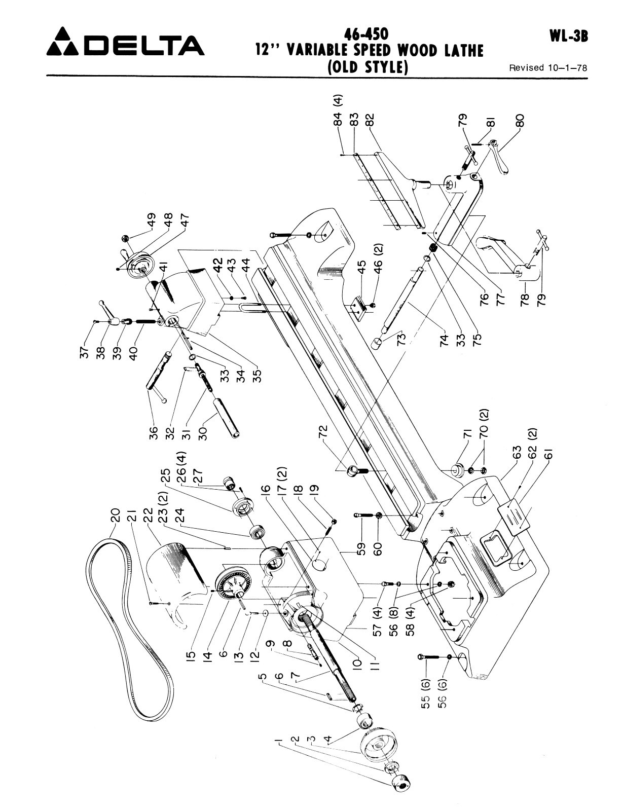 Rockwell Delta Model 46-204 & others 12" Wood Lathe Vari & 4 Speed Manual #853