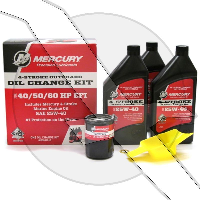 Mercury Marine Outboard 4 Stroke Engine Oil Change Kit 40/50/60 hp Fluid Filter