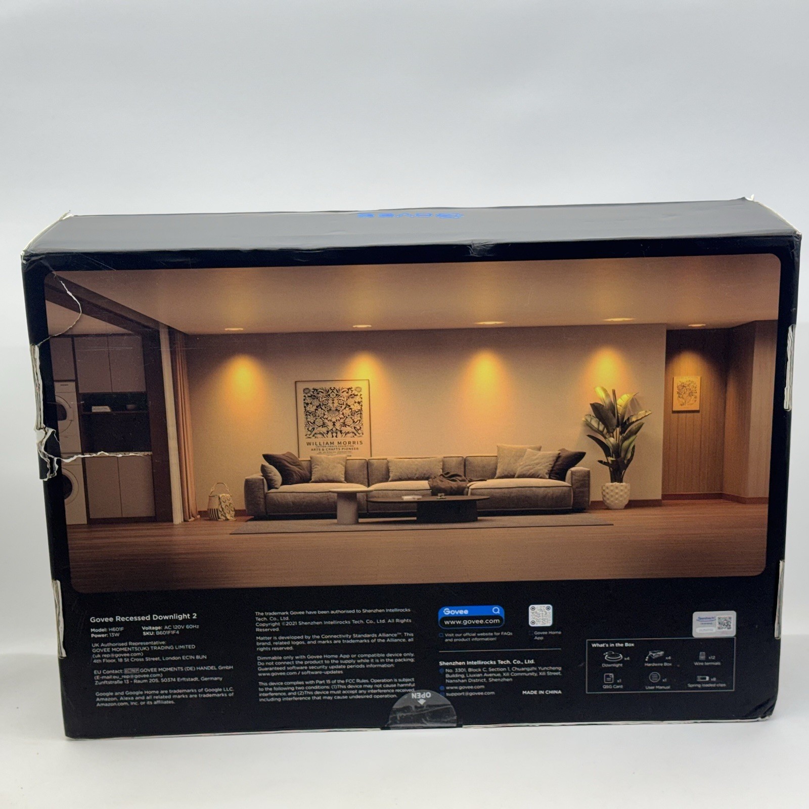 Sealed Govee 4 Pack 6” Inch Recessed Downlight 2 13W, Bluetooth 1100lm Can Light