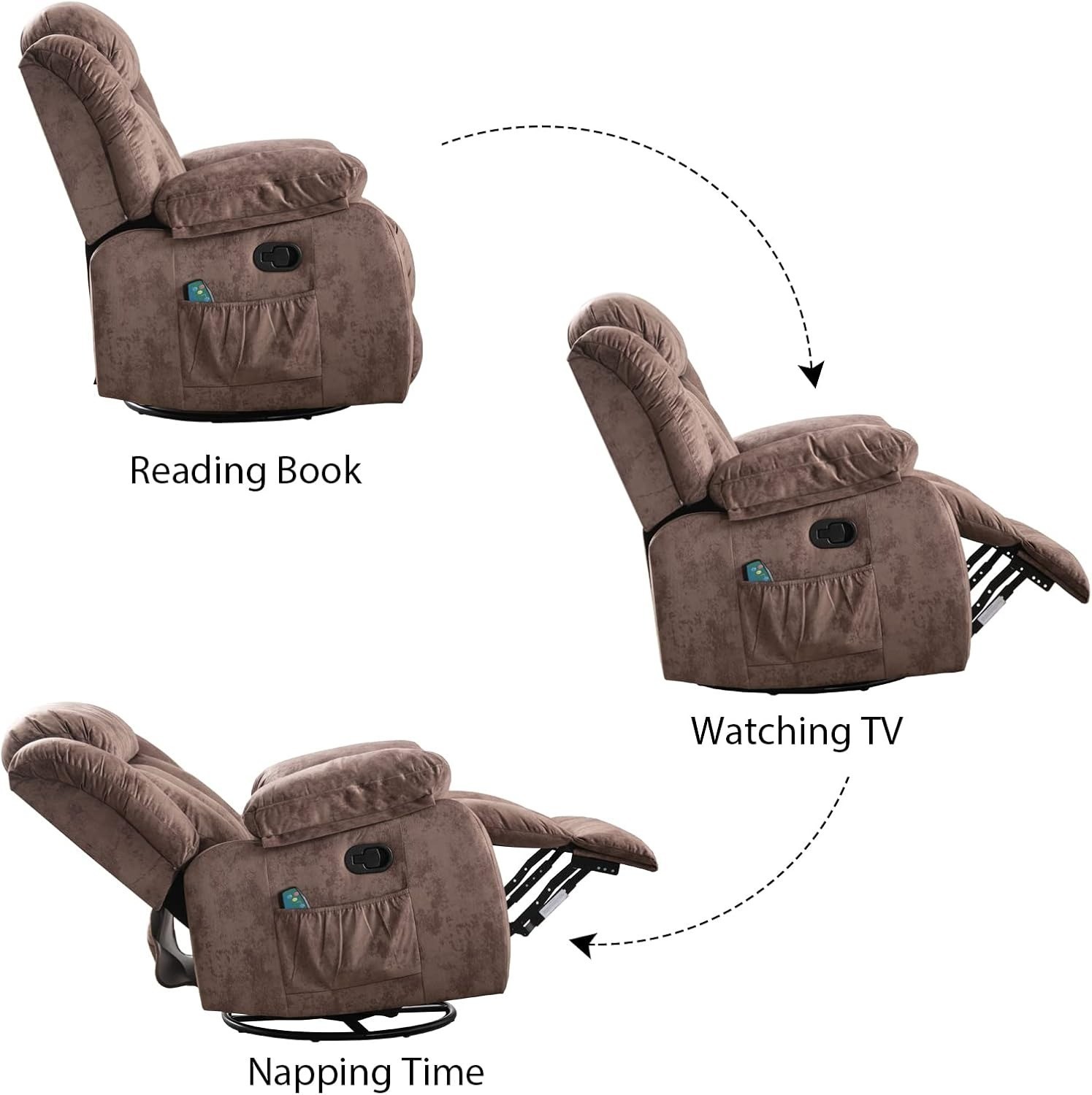 CANMOV Massage Rocker Recliner with Heat and Vibration Manual Reclining Chair