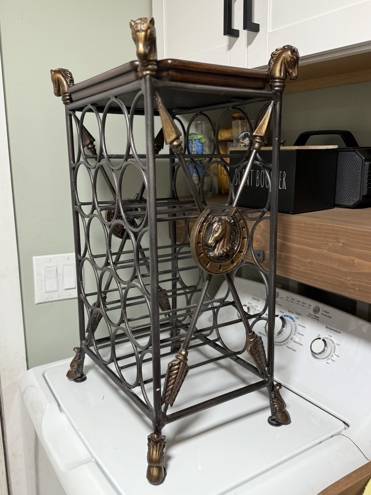 Maitland Smith Horse Head Wine Rack Bronze Finish