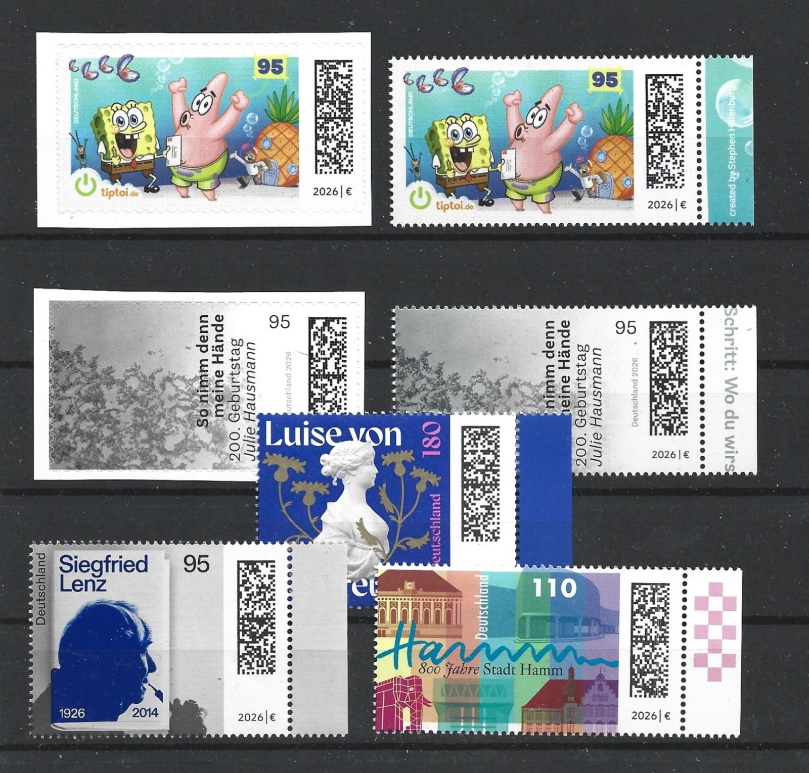 Germany 2026 MARCH Stamp Issues Regular Self-Adhesive Inc.Spongebob Complete MNH