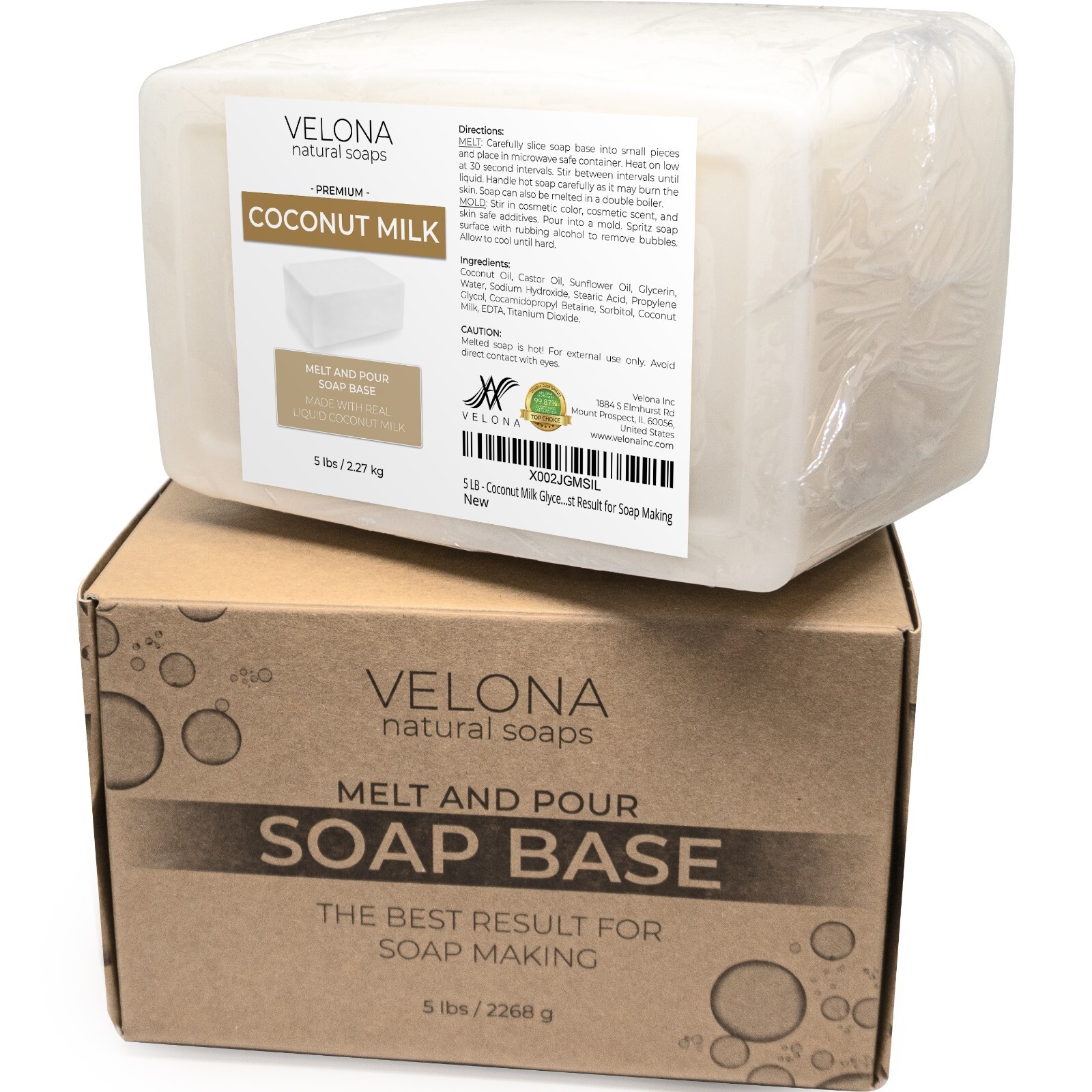 2,5,10,25 LB - Coconut Milk Glycerin Soap Base by Velona SLS/SLES Free Melt Pour