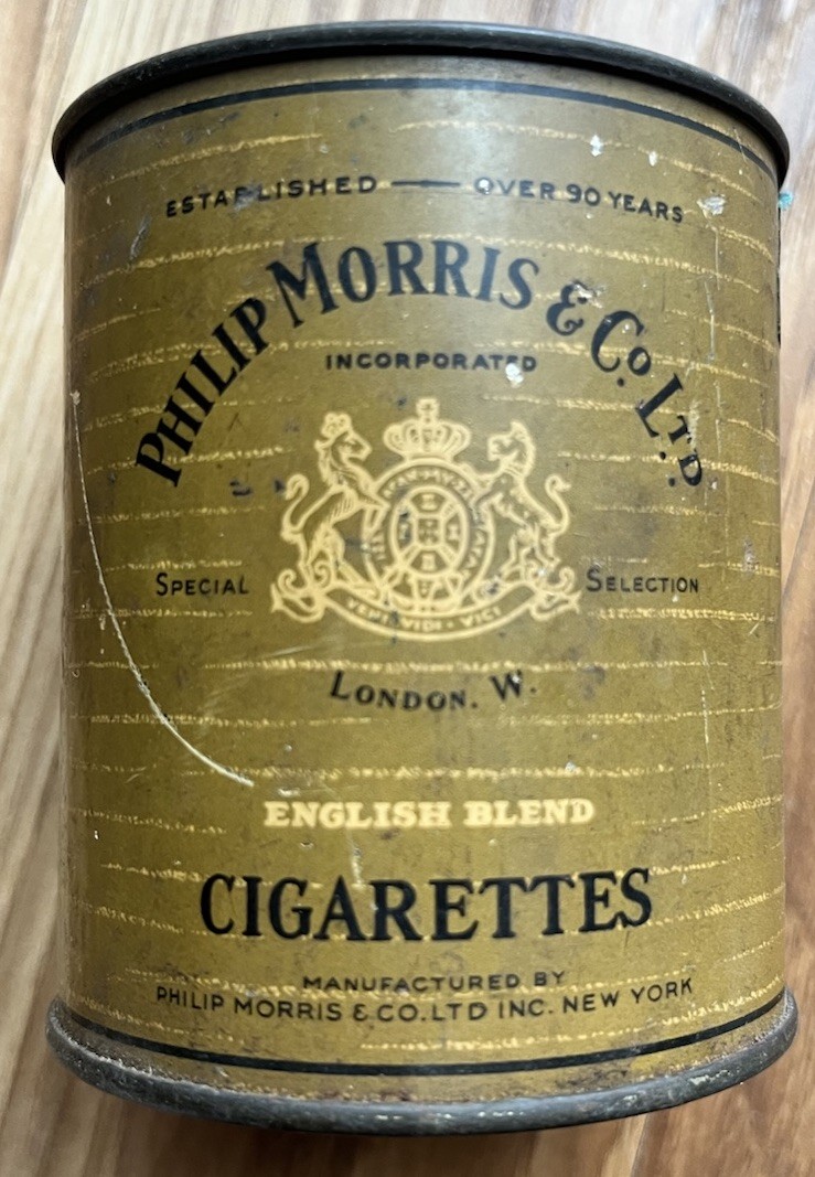 vintage phillip morris & co . cigarettes english blend metal tin