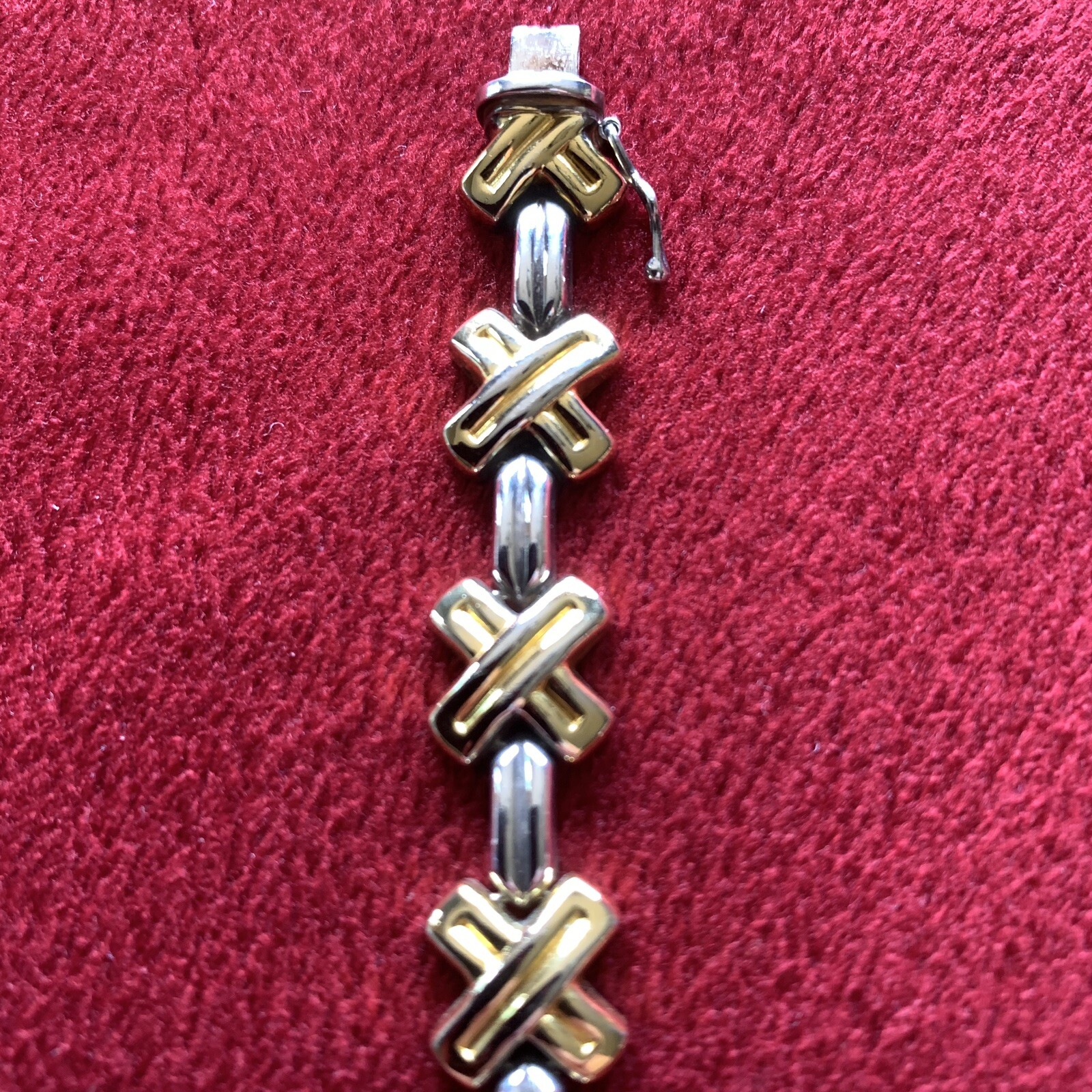 Bracelet Milor Sterling Silver Gold Wash X Made Italy love Hugs Kisses Vintage