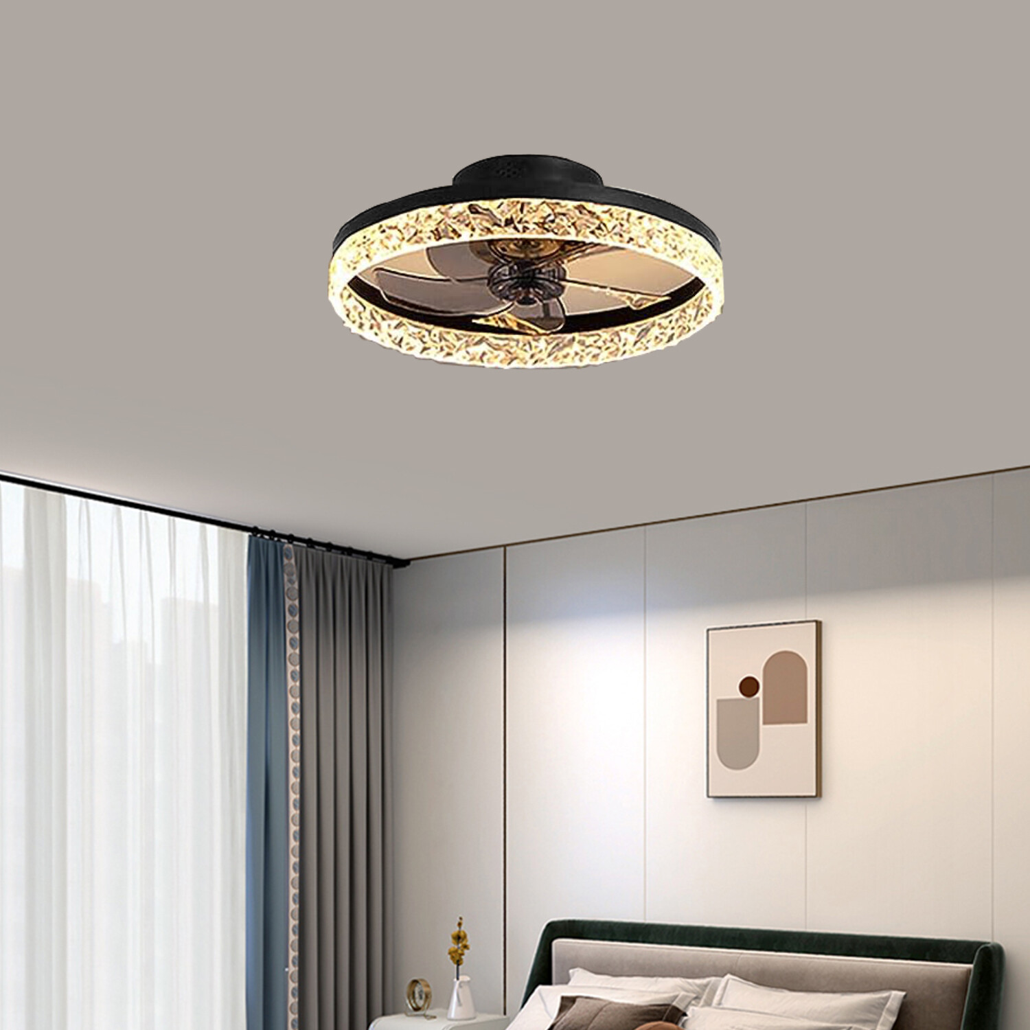 20in Dimmable LED Ceiling Fan with Light, Remote App Control