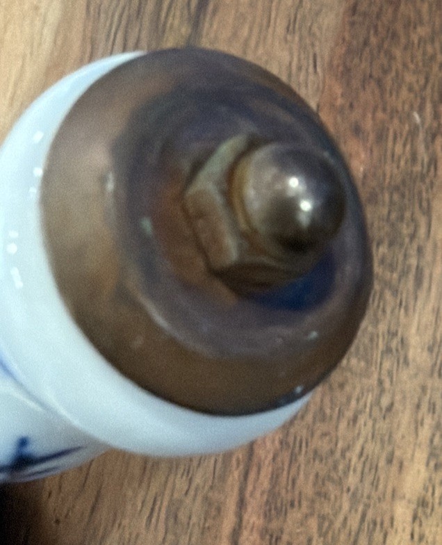 vintage delft blue and white ceramic handle, found on copper kettles, teapots