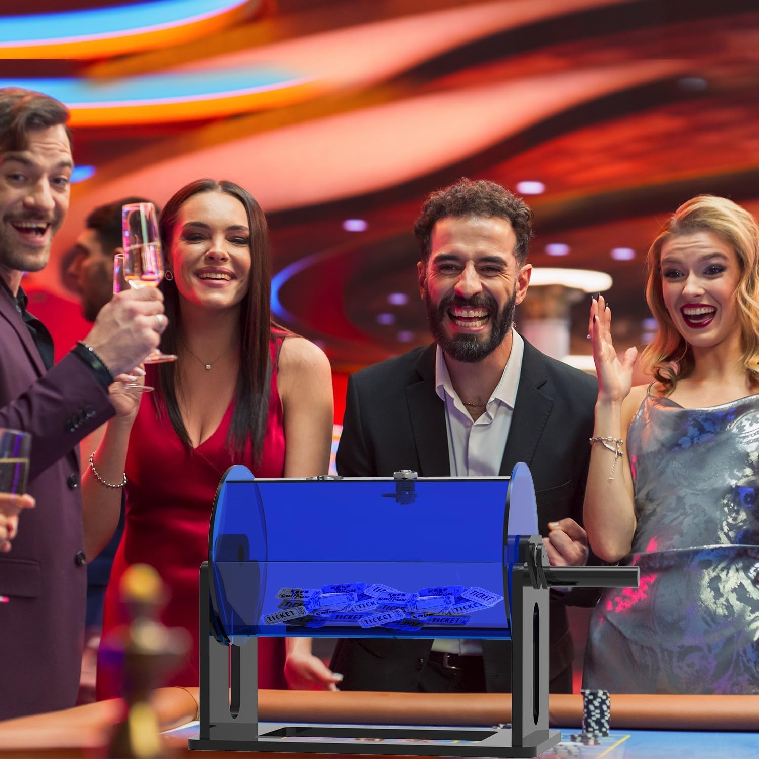 Raffle Ticket Spinner Raffle Drum: Acrylic Rotating Lottery Box with Handle ...