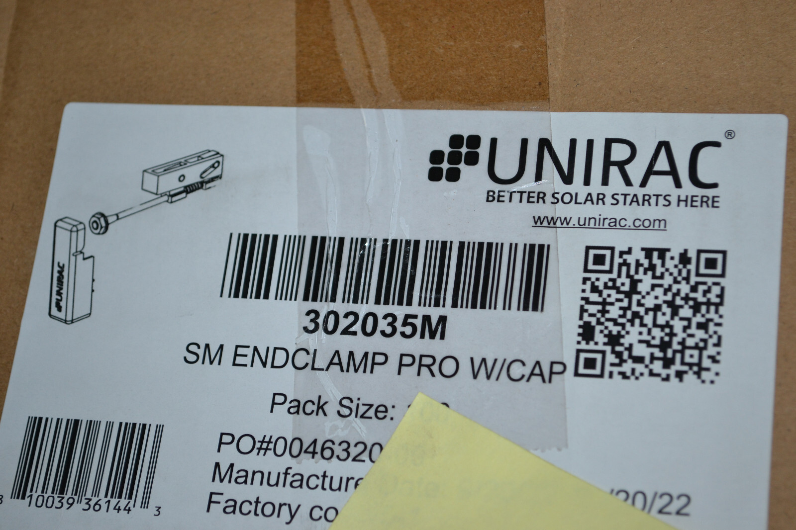 Unirac 302035M Pro Series Small End Clamp with End Cap - 1 pack of 4 pcs ~ N