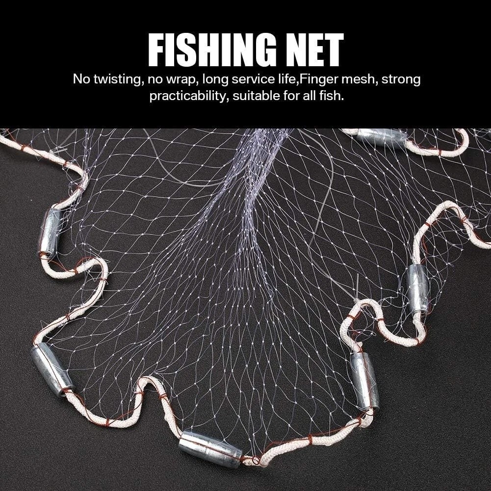 NEW 6/8/10FT Fishing Cast Net Bait Easy Throw Hand Cast Strong Nylon Mesh USA