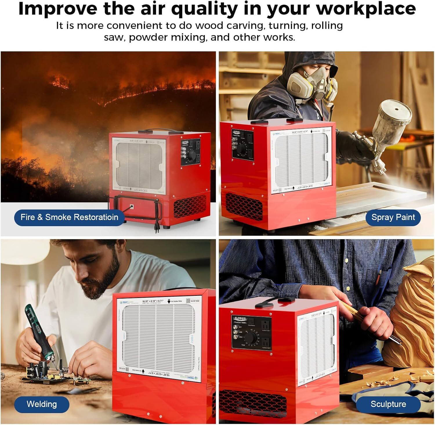 ALORAIR PureCare 1050IG Air Filtr Systems Ionizer Tabletop Dust Collector Timer