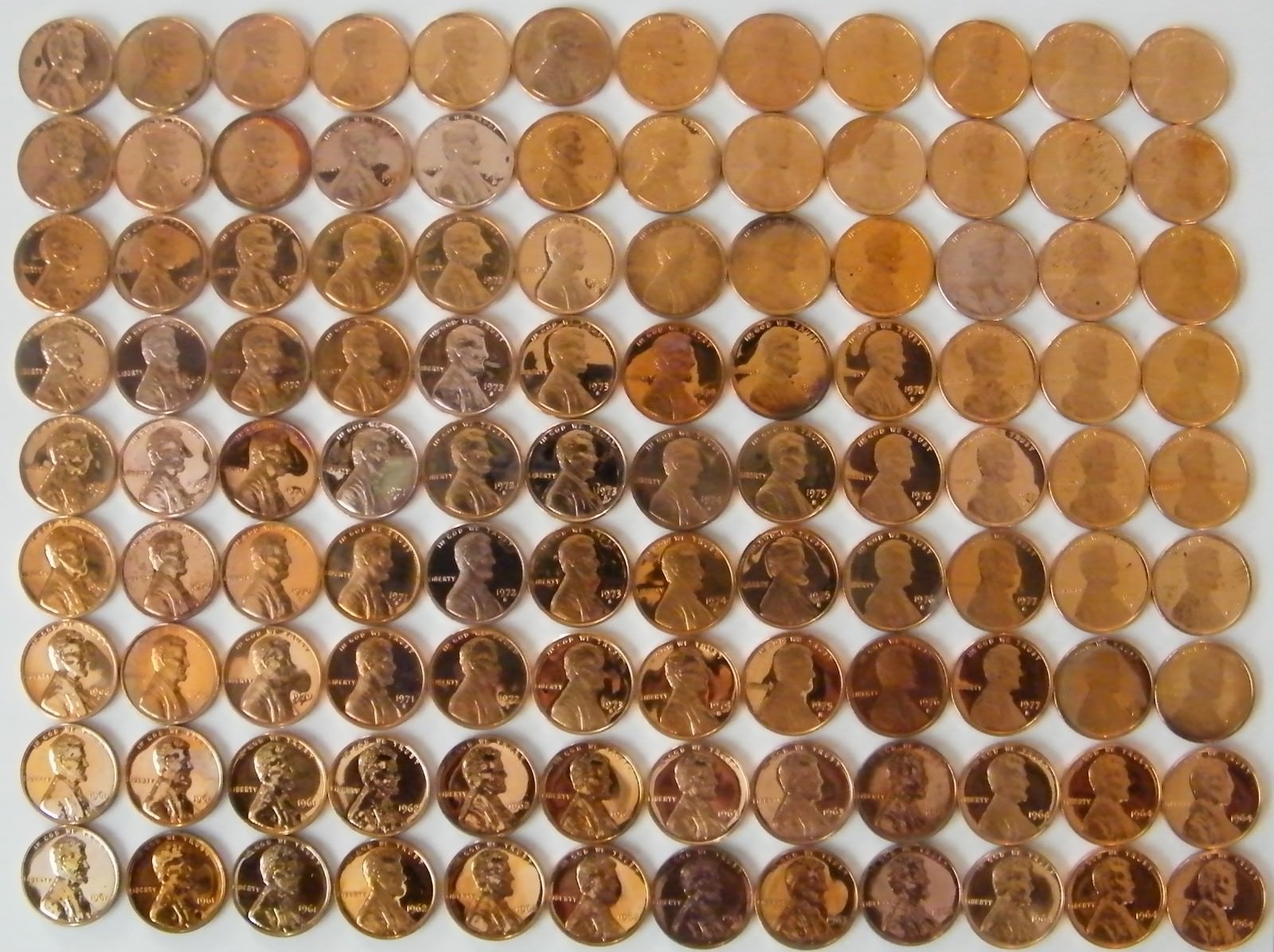 1960-1967 P-1968 -1979 S Lincoln Penny Proof 20 Coin Set US Mint minor issues