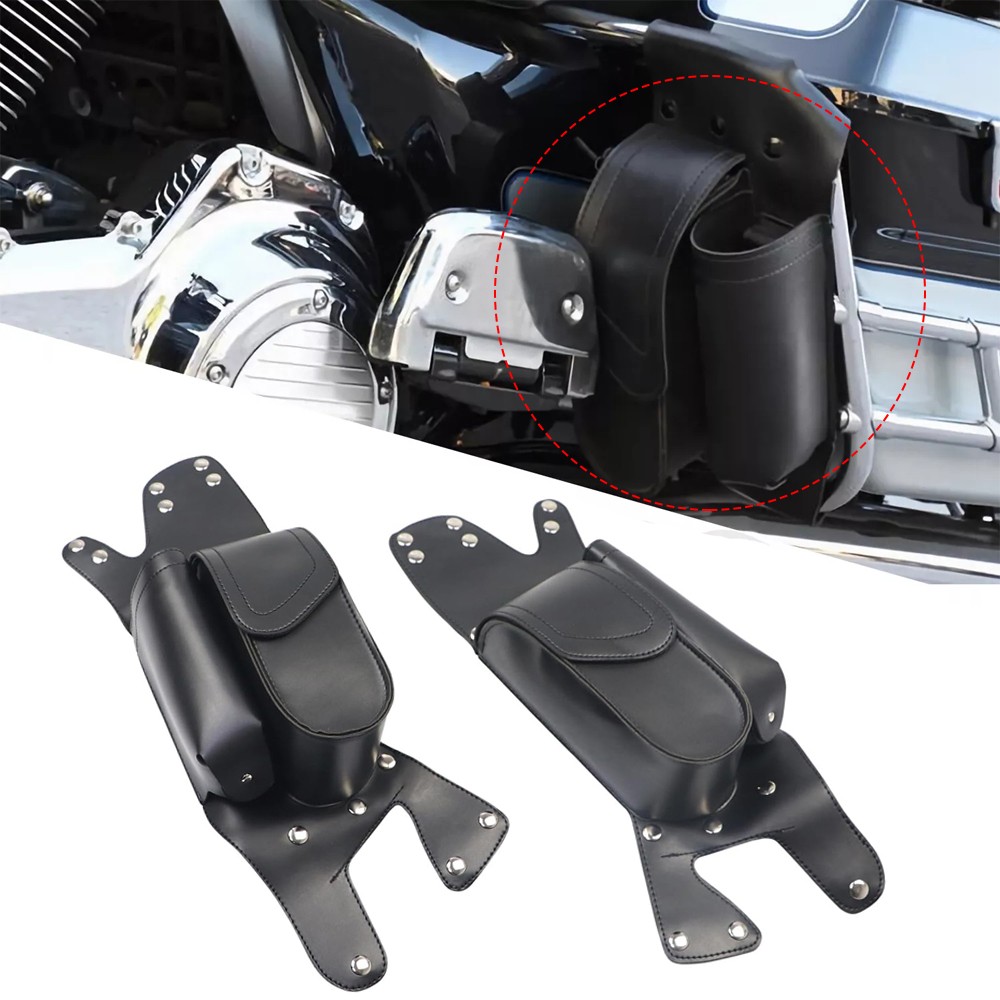 1 Pair Saddlebag Crash Bar Bags Water Bottle Holder For Harley Touring 1993-up