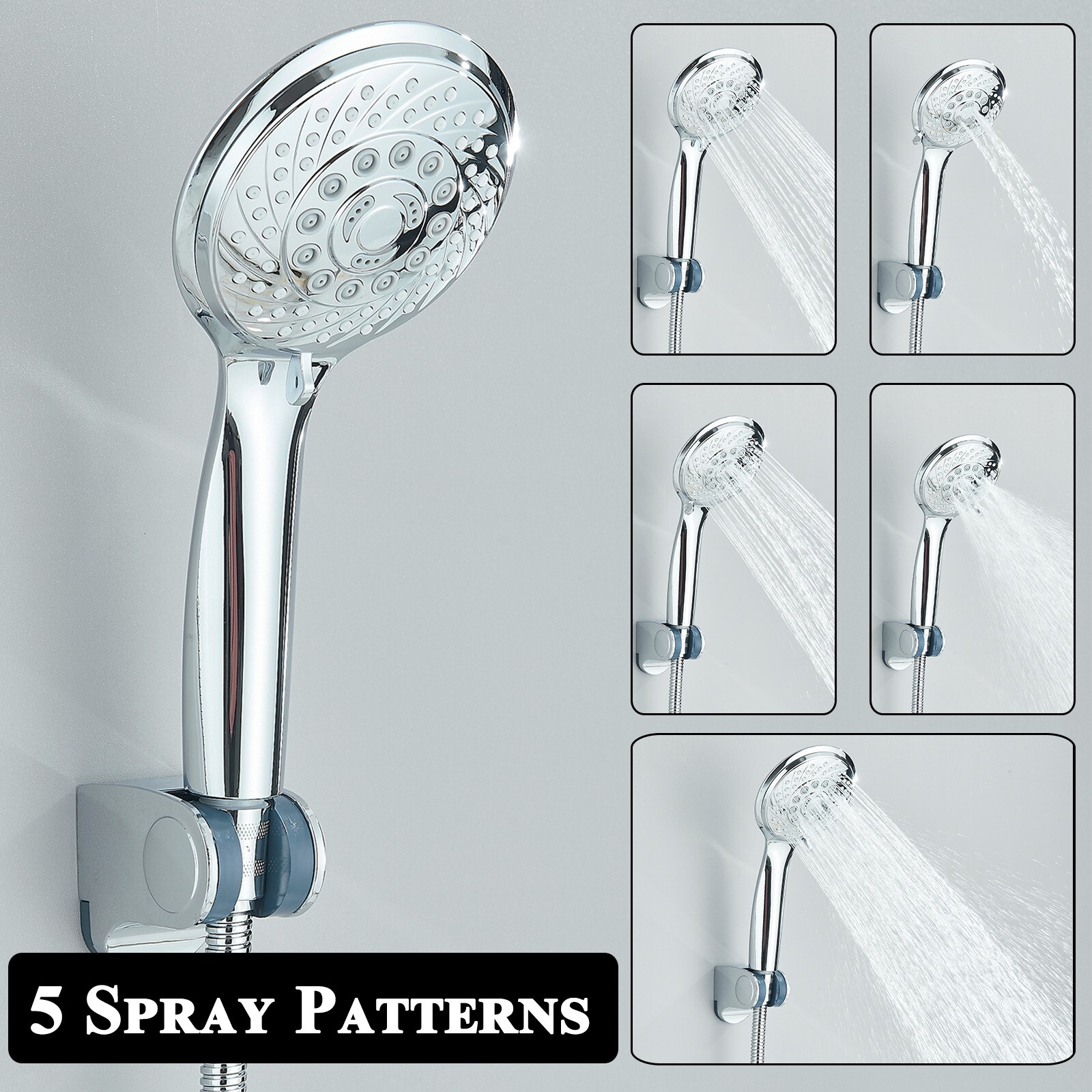 Chrome 8"Rain Shower Head with Handheld Spray Combo High Pressure Adjustable Arm