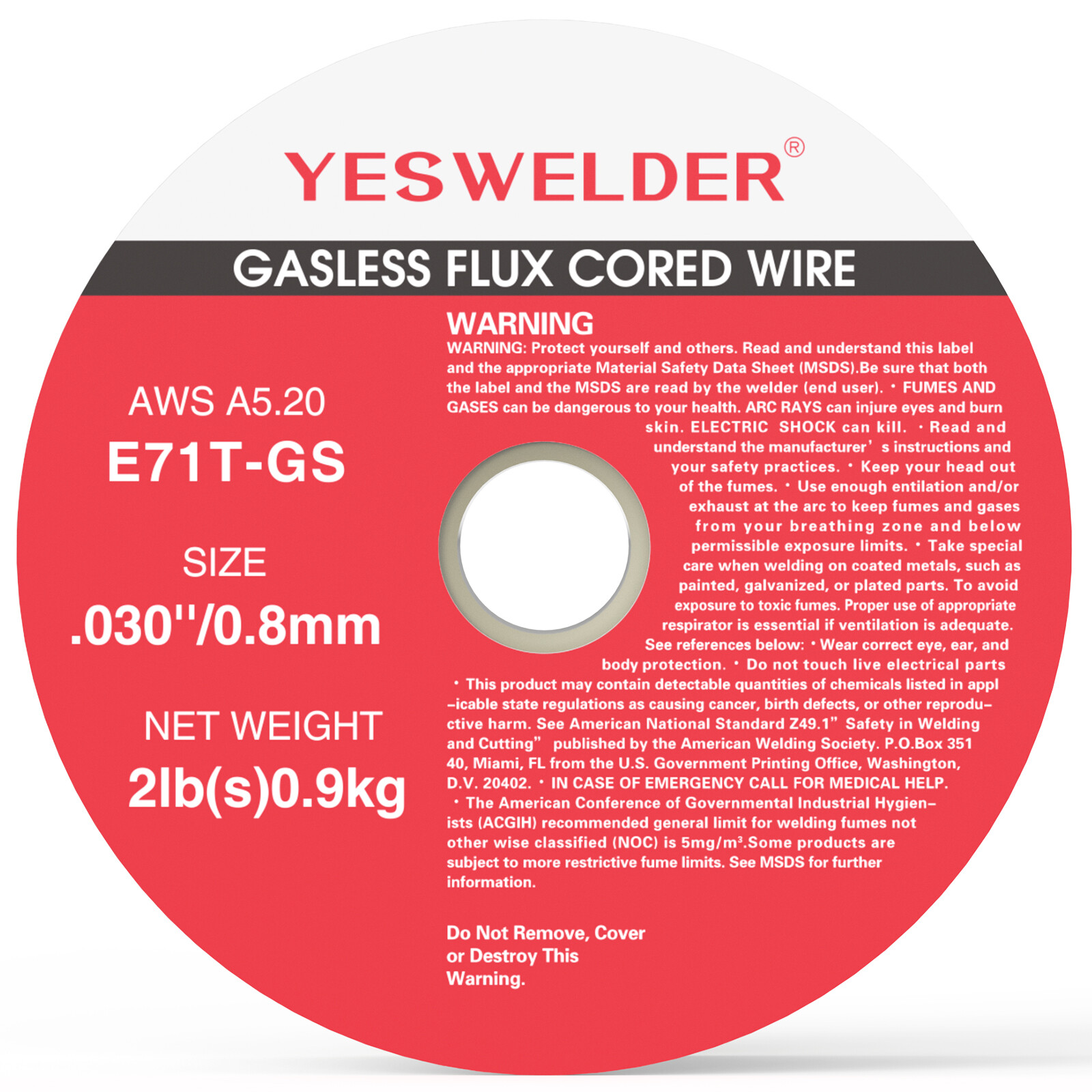 Flux Core Gasless Mig Wire, Mild Steel-E71TGS .030" 0.8mm-2 Lbs Spool (3 Rolls)