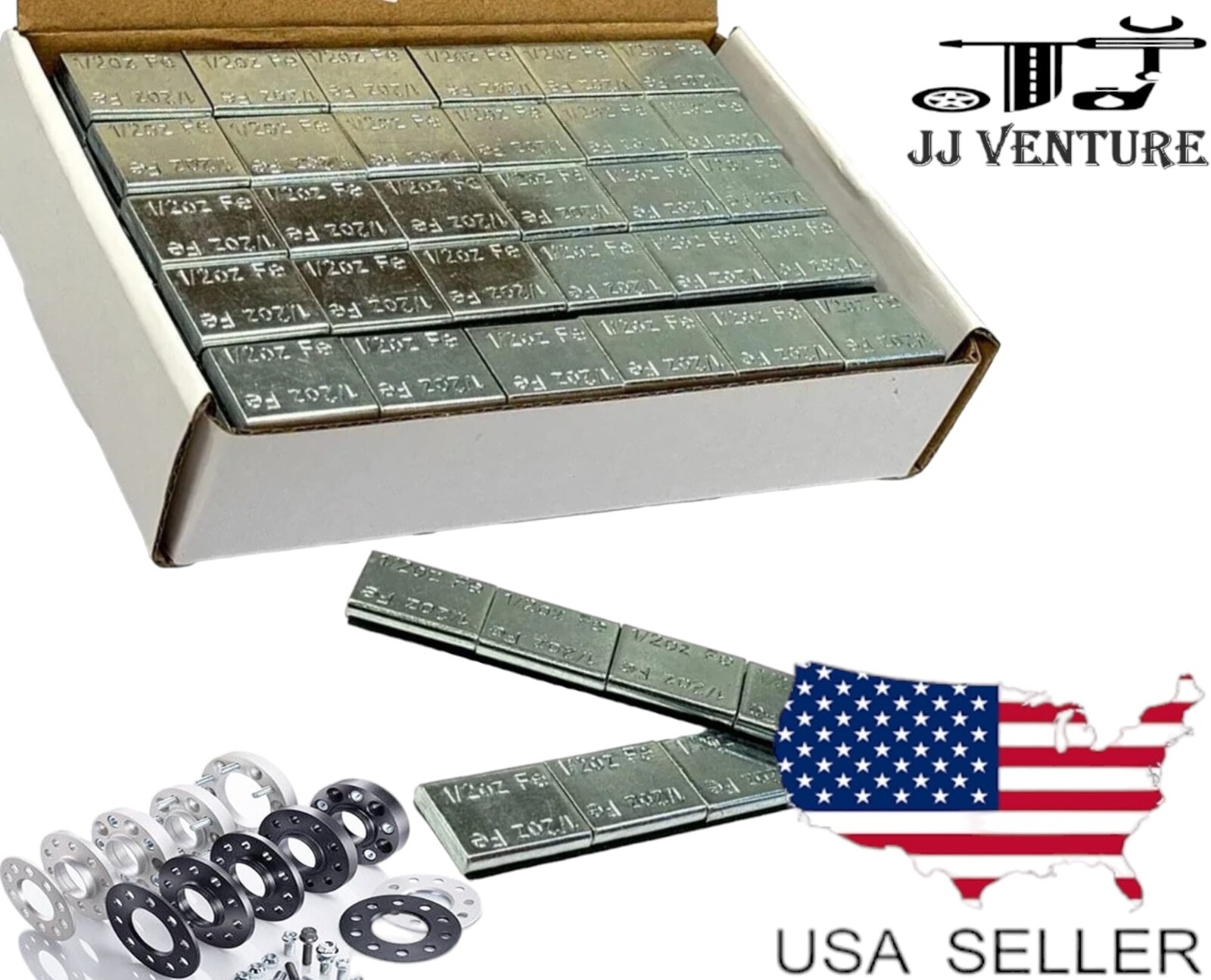 1 BOX 1/2 OZ ZINC COATED WHEEL WEIGHTS STICK-ON ADHESIVE TAPE LEAD-FREE 180 PCS
