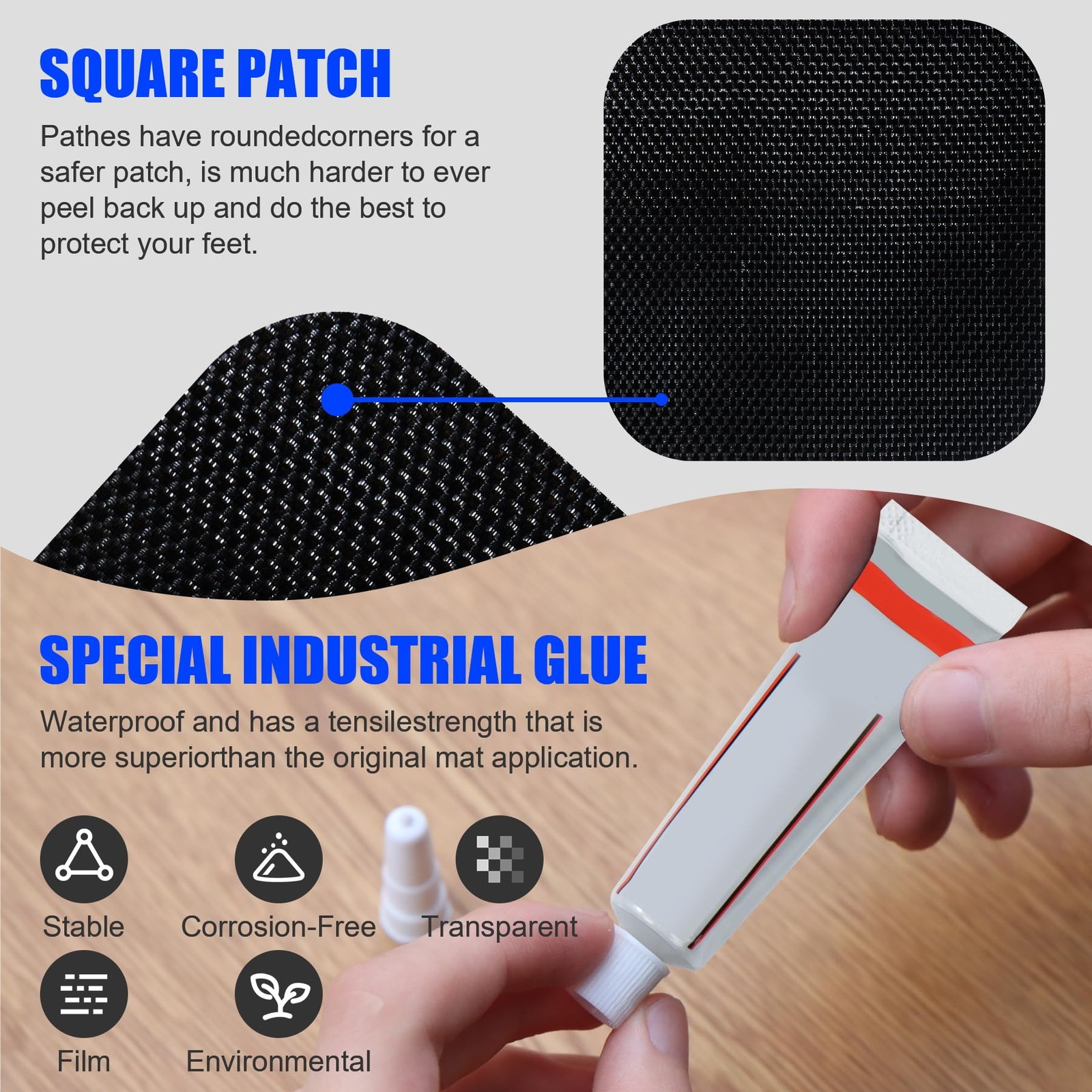 Trampoline Patch Repair Kit 4.1'' Round Square Patches | Repair Trampoline Ma...