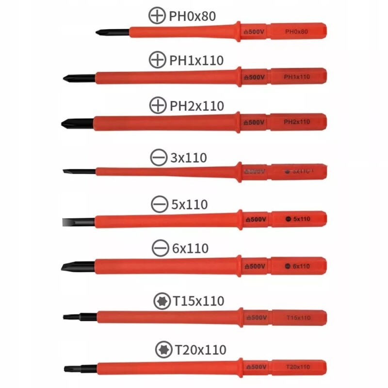 10-in-1 Electrician Insulated Screwdriver Set Magnetic Tip Slotted Phillips Tool