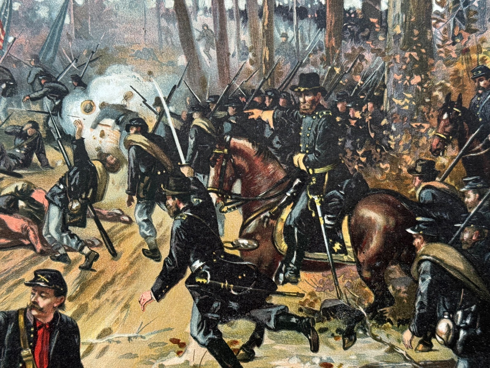 BATTLE OF SHILOH PITTSBURG ORIGINAL CIVIL WAR LITHOGRAPH L. PRANG 1888 BOSTON