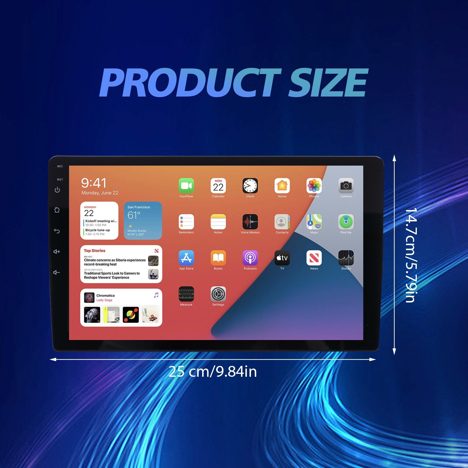 Single 1 Din Android 13 Carplay Car Stereo Radio GPS WIFI BT Touch Screen 10.1"