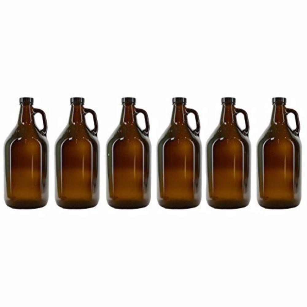 1/2 Gallon Amber Growlers (Case of 6) with Polyseal Caps