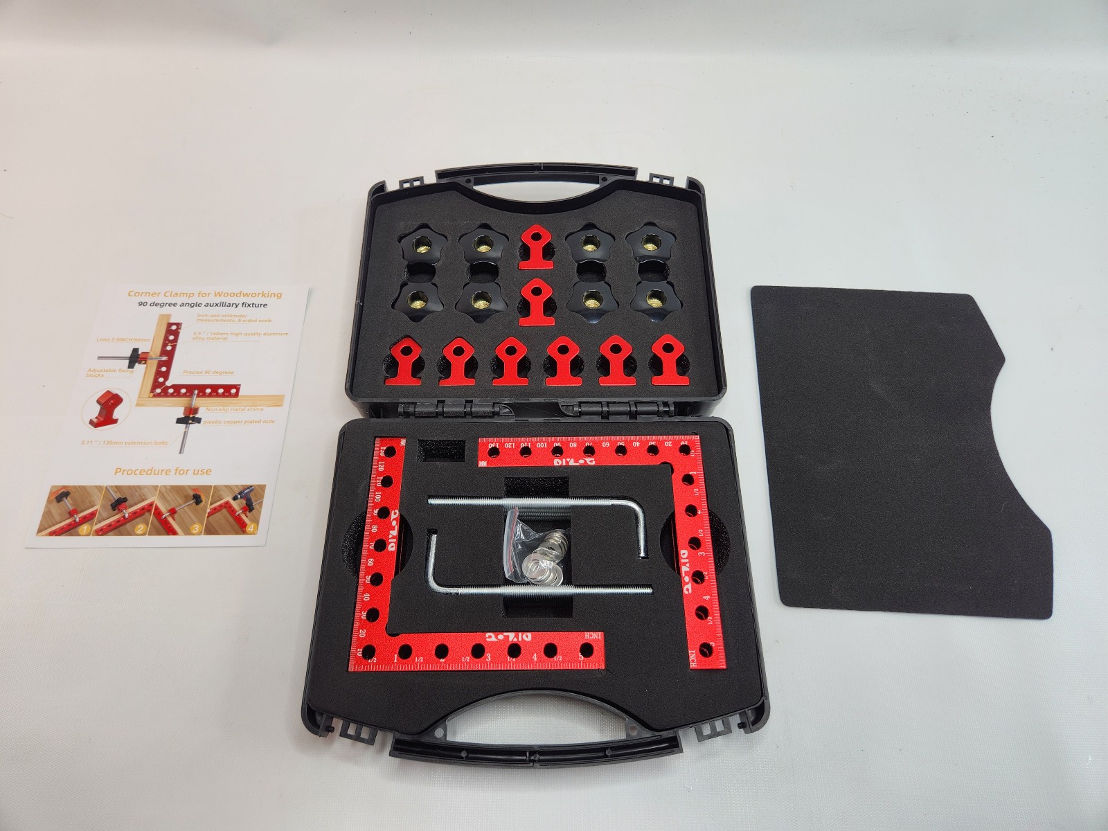 DIYLOG 90 Degree Corner Clamp Kit 4 Pack for Woodworking 90 Degree 5.5" Aluminum