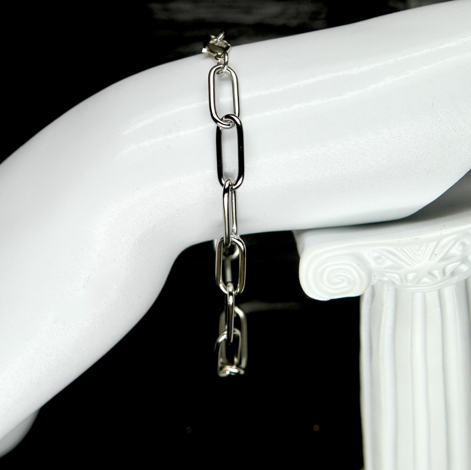 Surgical Stainless Steel Paper Clip Bracelet with Lobster Claw Clasp