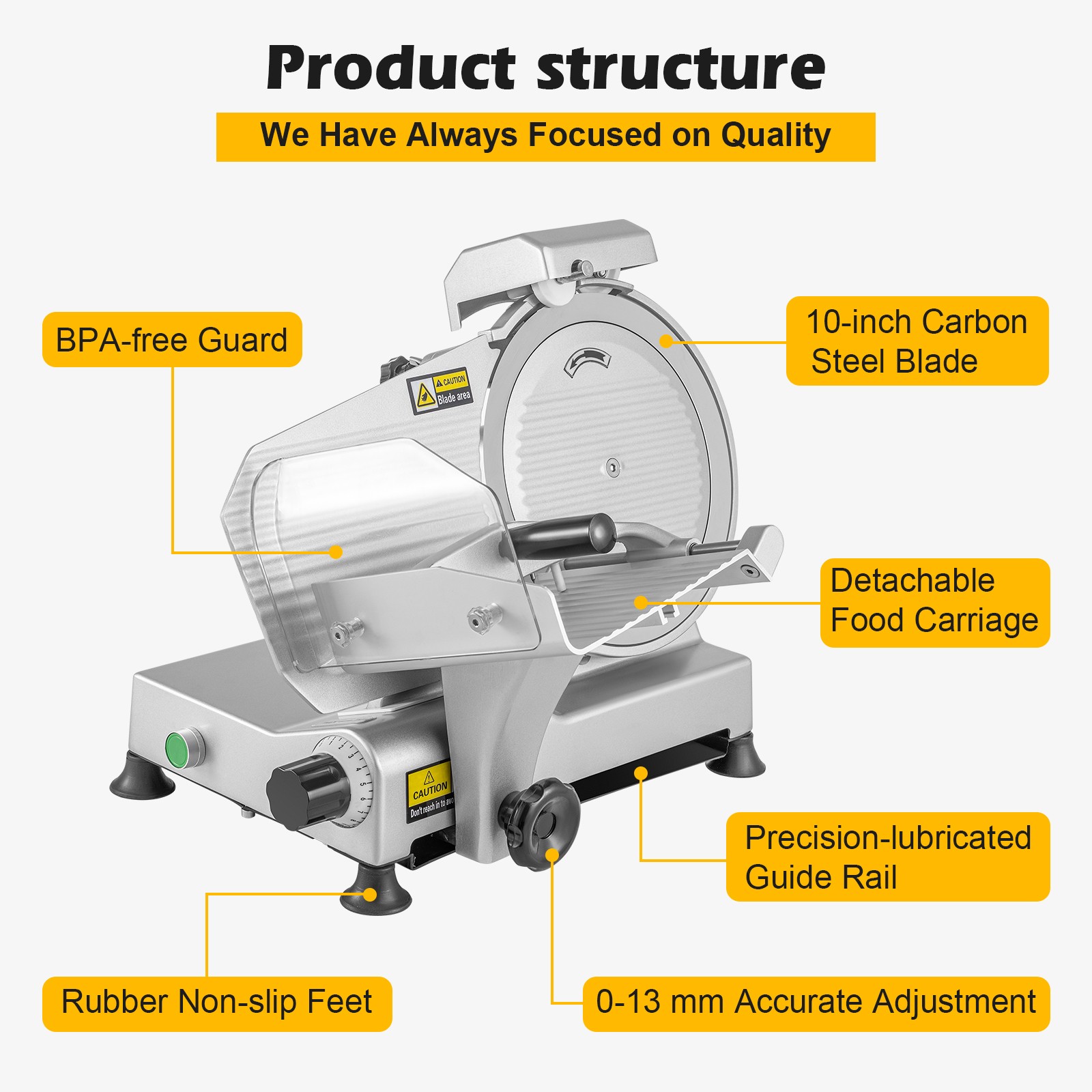 TECSPACE 10 inch Commercial Meat Slicer, 180 W Electric Meat Slicer Machine