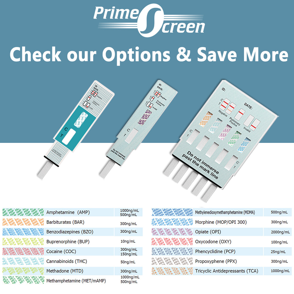 Prime Screen_6 Panel Urine Drug Test Kit_Marijuana, AMP, BZO, COC, MET, OPI_W264