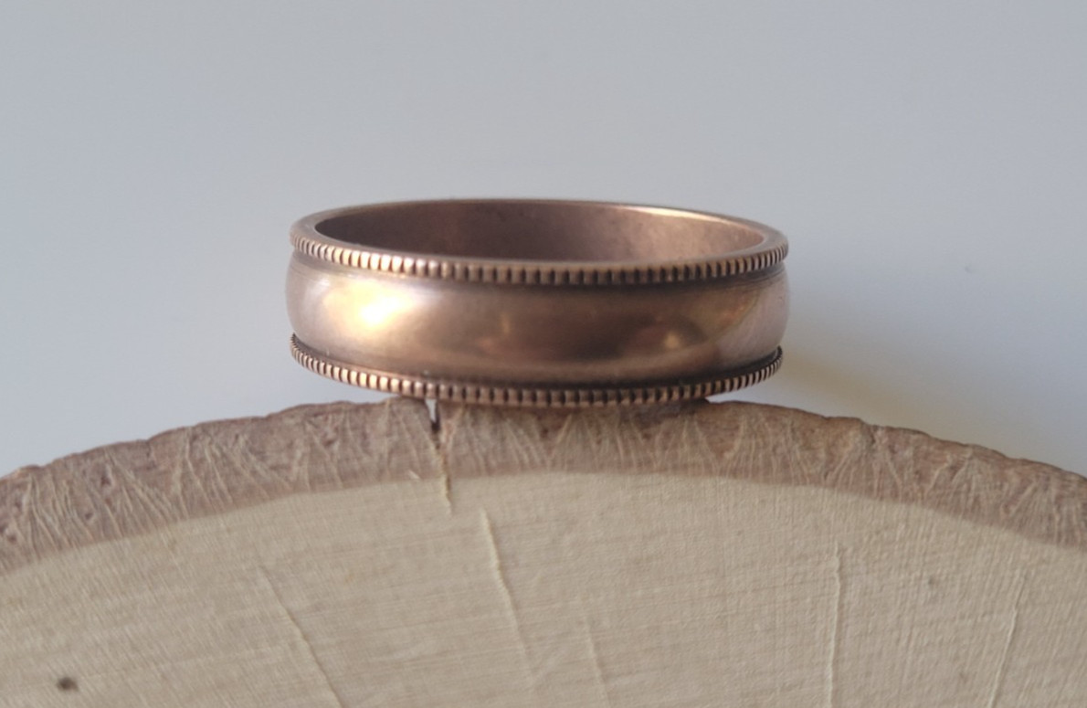 Pure Raw Copper Fluted Edge 6mm Band Ring Arthritis Therapy Solid Copper Ring