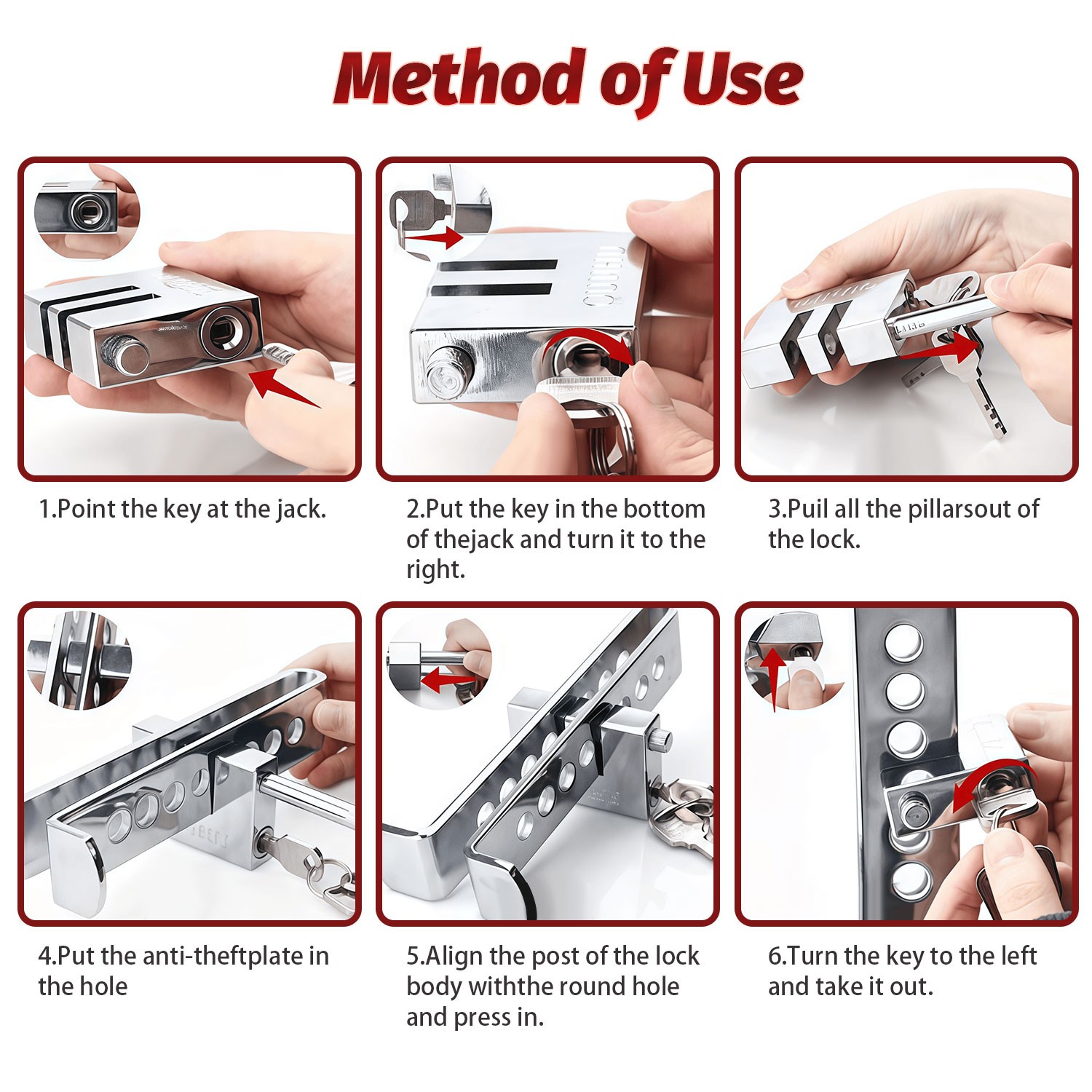 Stainless Steel Brake Pedal Lock Security Car Auto Clutch Lock Anti-theft W/3Key